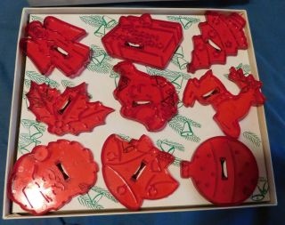 Vintage Christmas Cookie Cutters Hrm Red Clear