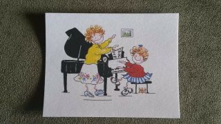 Kristin Elliott Blank Vintage Greeting Cards - Set Of 7,  Cute Piano Illustration