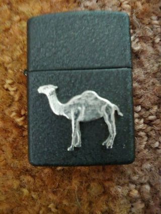 Camel Zippo Lighter Black Crackle Finh With Silver Camel