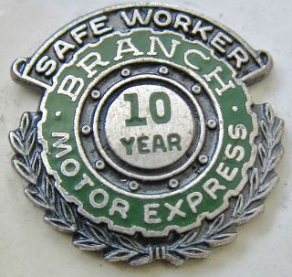 Vintage Branch Motor Express Employee Safe Worker Award Pin Service Trucking Usa