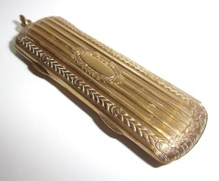 Rare Antique Attractive Brass Sewing Needle Case -