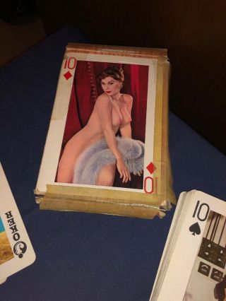 Vintage 1960 ' S ESQUIRE Plastic - Coated Jumbo Nude Playing Cards - 7 