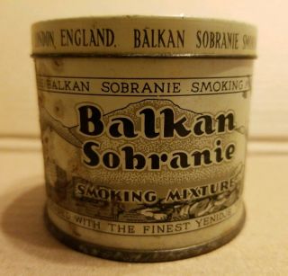 Vintage Balkan Sobranie Smoking Mixture Tobacco Tin 2oz Round Empty England