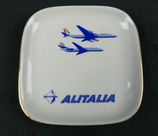 1960s 1970s Alitalia Airline Colorful Blue Porcelain Richard Ginori Ash Tray