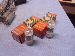 Vintage Closely Matched Pair Philco 12at6 Vacuum Tubes Gray Plate,  Hickok