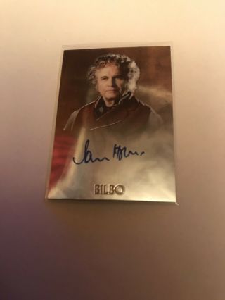 2004 Topps Lord Of The Rings Ian Holm As Bilbo Baggins Chrome Autograph Card