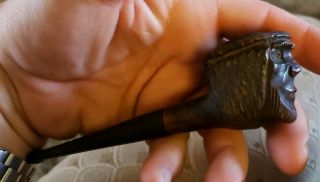 Rare Antique Danco Imported Briar Hand Carved Figural Character Smoking Pipe