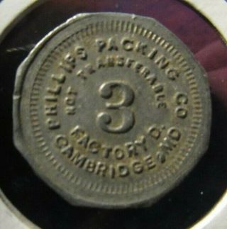 Very Old Phillips Packing Plant Cambridge,  Md Trade Token - Maryland