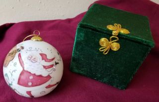 Li Bien 2002 Santa & Elf Glass Ball Christmas Ornament Pier 1 Imports