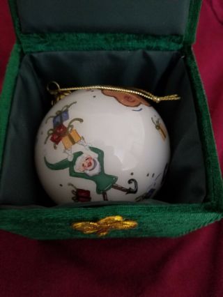 Li Bien 2002 Santa & Elf Glass Ball Christmas Ornament Pier 1 Imports 2