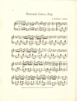 NATIONAL COLORS RAG Music Sheet - 1917 - Piano Solo - MARCELLA A.  HENRY - CHRISTENSEN 2