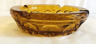 Vintage Large Heavy Amber Glass Ashtray Art Deco Mid Century 6 "