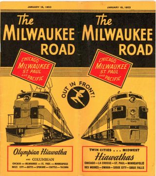 Chicago,  Milwaukee,  St Paul & Pacific Rr System Time Table January 18,  1953