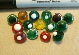 15 Antique Vintage Transparent Color Glass Buttons 3/8 " To 7/16 " Swirl Backs
