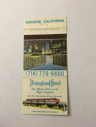 Vintage Matchbook Matchcover Disney Disneyland Hotel 3 Anaheim Ca Unstruck