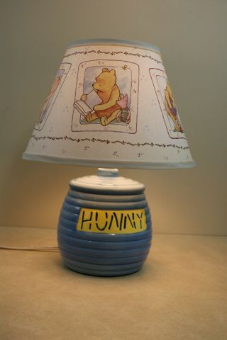 Classic Winnie The Pooh Honey Hunny Pot Nursery Lamp With Shade