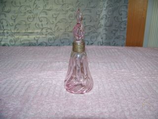 Vintage Pink Glass Perfume Bottle With Sterling Cap
