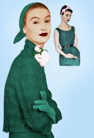 1950s Vintage Woman ' s Day Sewing Pattern 5050 Uncut Misses Dress & Jacket Sz 34B 5