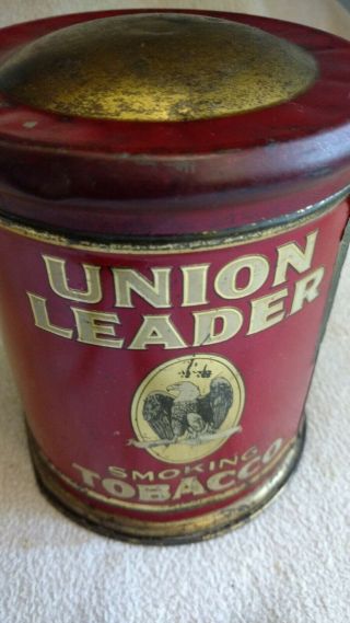 Union Leader Eagle Smoking Tobacco Humidor Tin Inside Label Domed 2 - Tone Lid