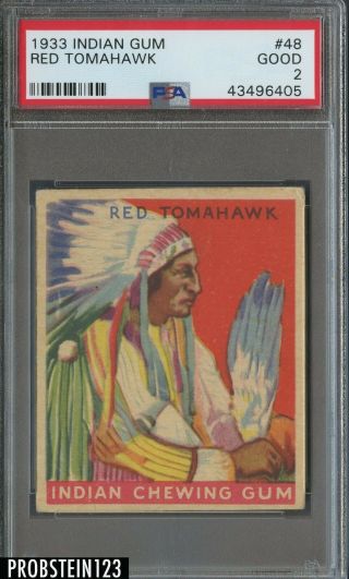 1933 Goudey Indian Gum 48 Red Tomahawk Psa 2 Good