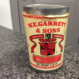 Rare Vintage W.  E.  Garrett & Sons 5.  58 Oz.  Glass Jar Scotch Snuff Tobacco Residue