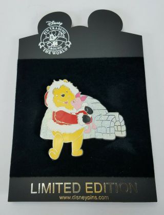 2009 Disney Arctic Winnie The Pooh & Piglet Pin On Card Le 100