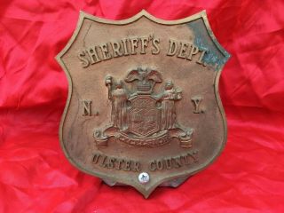 Vintage Old Ulster County York Sheriffs Department Metal Topper Plaque