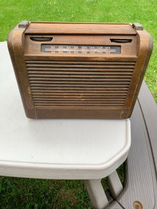 Vintage Philco Model 46 - 350 Wood Roll Top Desk Tube Radio