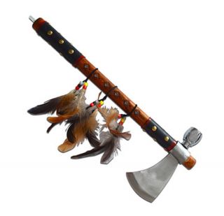 American Indian Tribute Peace Pipe Ax Axe Home Decor Decoration Display Real