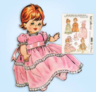 1960s Vintage Mccalls Sewing Pattern 6993 12 14 15 In Baby Pebbles Doll Clothes