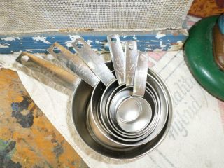Vintage 6pc Set Foley Stainless Steel Measuring Cups 1/8 To 2 Cups
