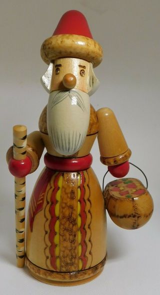 Vintage Hand Painted Carved German Santa Claus Figurine Carrying Basket 7 1/2 "