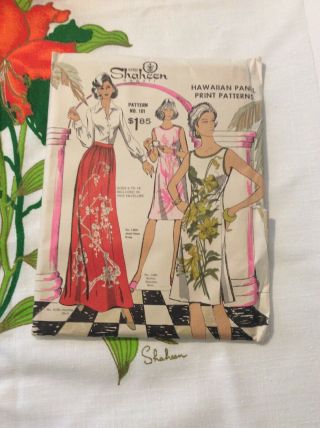 Vintage Alfred Shaheen Hawiian Fabric And Sewing Patterns Sizes 6 - 18