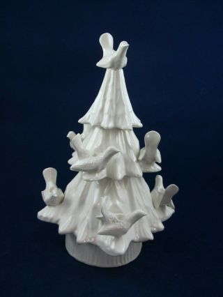 Vintage Ceramic Christmas Tree - Candle Holder - Doves - 10.  5 Inches Tall