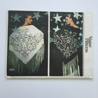 Vogue Fringe Shawl Boho Gypsy Festival Embroidery Uncut Sewing Pattern 1334