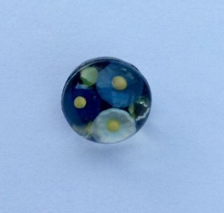 An 11mm Antique Blue Floral Paperweight Glass Button Cemented Glass Shank 3