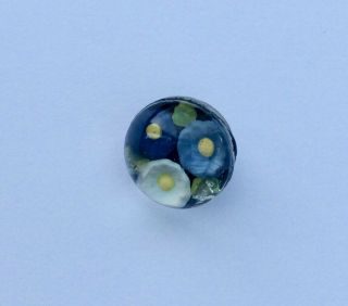 An 11mm Antique Blue Floral Paperweight Glass Button Cemented Glass Shank 4