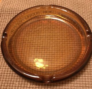 Vintage Heavy Amber Glass Ashtray 8 Inch Diameter