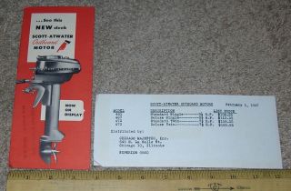 1947 47 Scott - Atwater Outboard Boat Motor Dealer Sales Brochure,  Price List