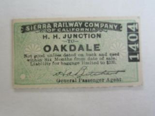 Old Vintage Sierra Railway Co.  Of California - Ticket - Hetch Hetchy Junction