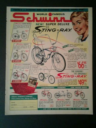 1964 Schwinn Sting Ray Deluxe Vintage Boys Bicycle Bike Promo Trade Ad