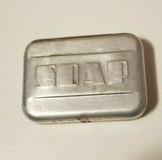 Vintage Mid - Century Art Deco Metal Soap Dish Travel Soap Holder