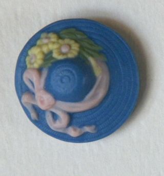 Bb Four Color Jasperware Ceramic Studio Button Hat Medium Sr 