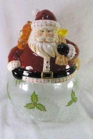 The Main Ingredients Or Dillards Crackle Glass Santa Jar Cookie Jar With Lid