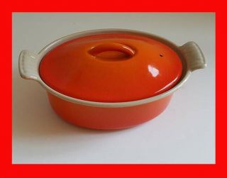Le Creuset 18 Orange Enamel Cast Iron Oval Casserole Dish W/ Handles & Lid