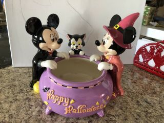 Disney Happy Halloween Mickey & Minnie Mouse & Figaro Candy Bowl Cond