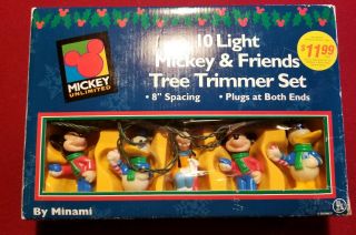 Vintage Disney Mickey And Friends Christmas Tree Trimmer 10 Light Set