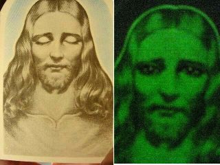 Vtg Glow In Dark Eyes Open Jesus Transfiguration Knott 