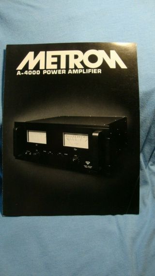 1978 Metron M - 4000 Power Amplifier Booklet With Specs