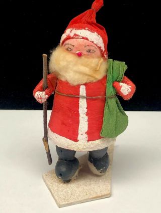 Figural Antique Vintage Christmas Ornament 1920s - 1930s Paper Mache Santa Austria